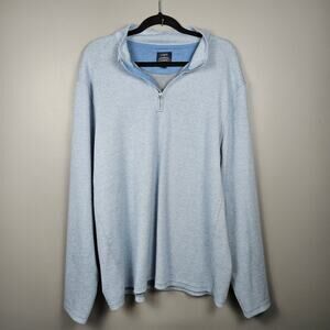 J.Crew Mens XL Quarter Zip Fleece Pullover Texture Knit Casual Preppy Light Blue